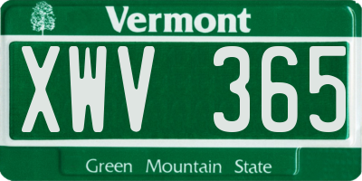 VT license plate XWV365