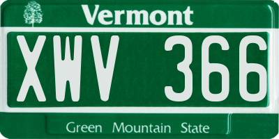 VT license plate XWV366