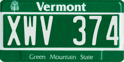 VT license plate XWV374