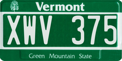 VT license plate XWV375