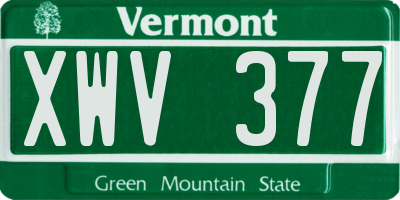 VT license plate XWV377