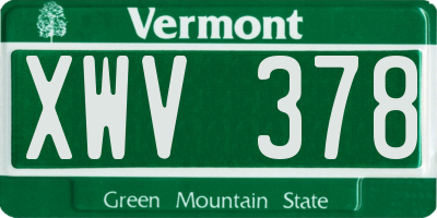 VT license plate XWV378