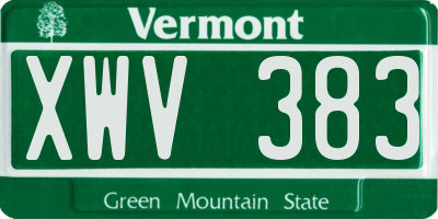 VT license plate XWV383