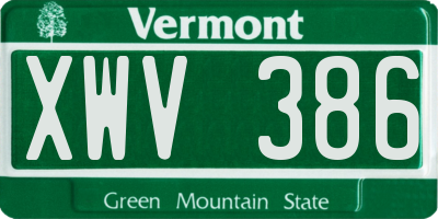 VT license plate XWV386