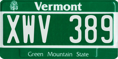 VT license plate XWV389