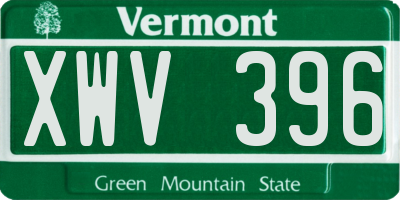 VT license plate XWV396