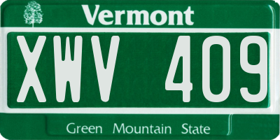 VT license plate XWV409