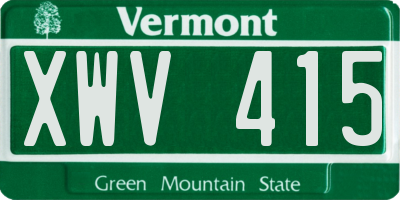VT license plate XWV415