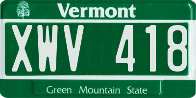 VT license plate XWV418