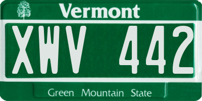 VT license plate XWV442