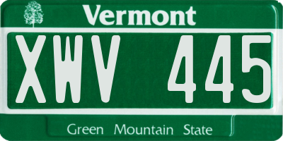 VT license plate XWV445
