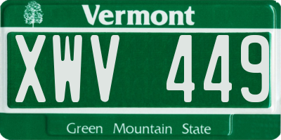 VT license plate XWV449