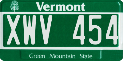 VT license plate XWV454