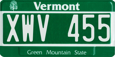 VT license plate XWV455