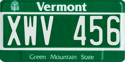 VT license plate XWV456