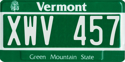 VT license plate XWV457