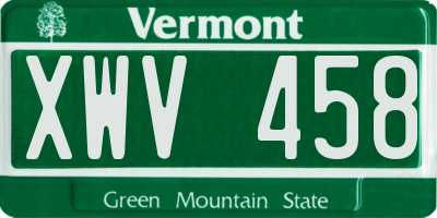 VT license plate XWV458