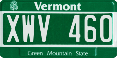 VT license plate XWV460