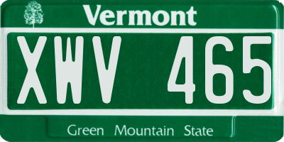 VT license plate XWV465