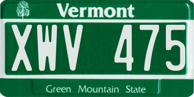 VT license plate XWV475