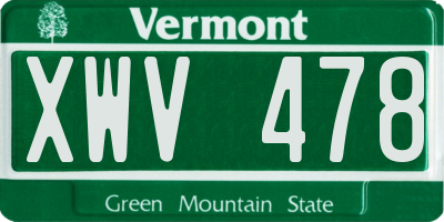 VT license plate XWV478