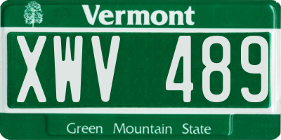 VT license plate XWV489