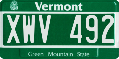 VT license plate XWV492