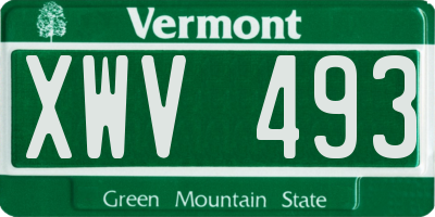 VT license plate XWV493