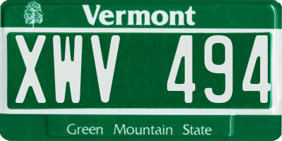 VT license plate XWV494