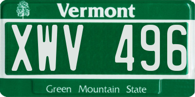 VT license plate XWV496