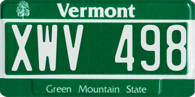 VT license plate XWV498