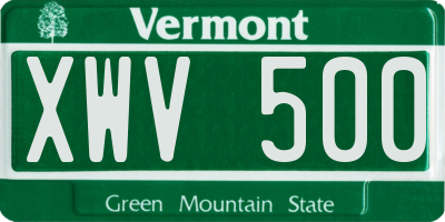 VT license plate XWV500