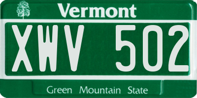 VT license plate XWV502