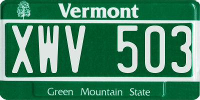VT license plate XWV503