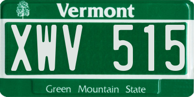 VT license plate XWV515