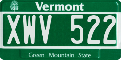 VT license plate XWV522