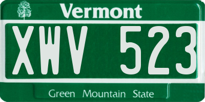 VT license plate XWV523