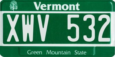 VT license plate XWV532