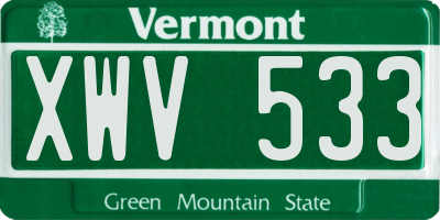 VT license plate XWV533