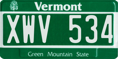VT license plate XWV534