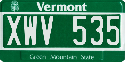 VT license plate XWV535