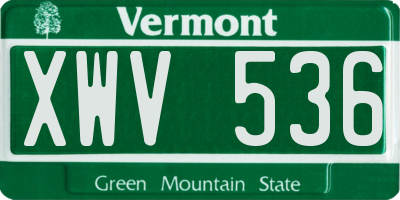 VT license plate XWV536
