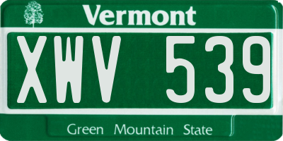 VT license plate XWV539