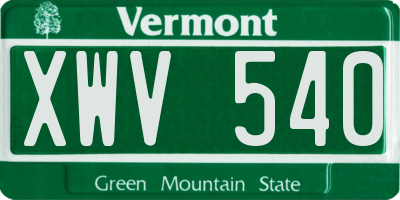 VT license plate XWV540