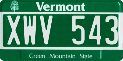 VT license plate XWV543