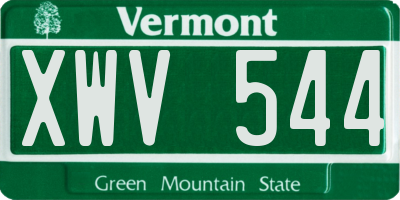 VT license plate XWV544
