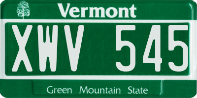 VT license plate XWV545