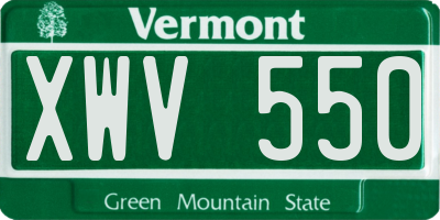 VT license plate XWV550