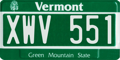 VT license plate XWV551