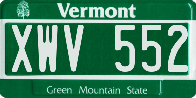 VT license plate XWV552